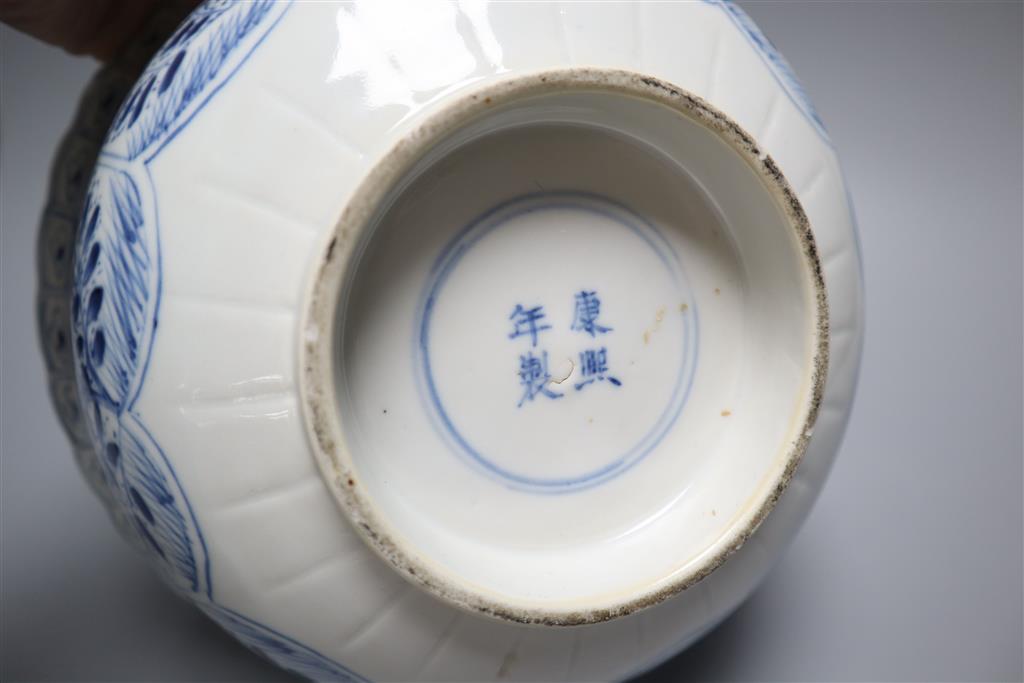 An early 19th century Chinese blue and white bowl, diameter 24cm, with Kangxi and other Chinese ceramics